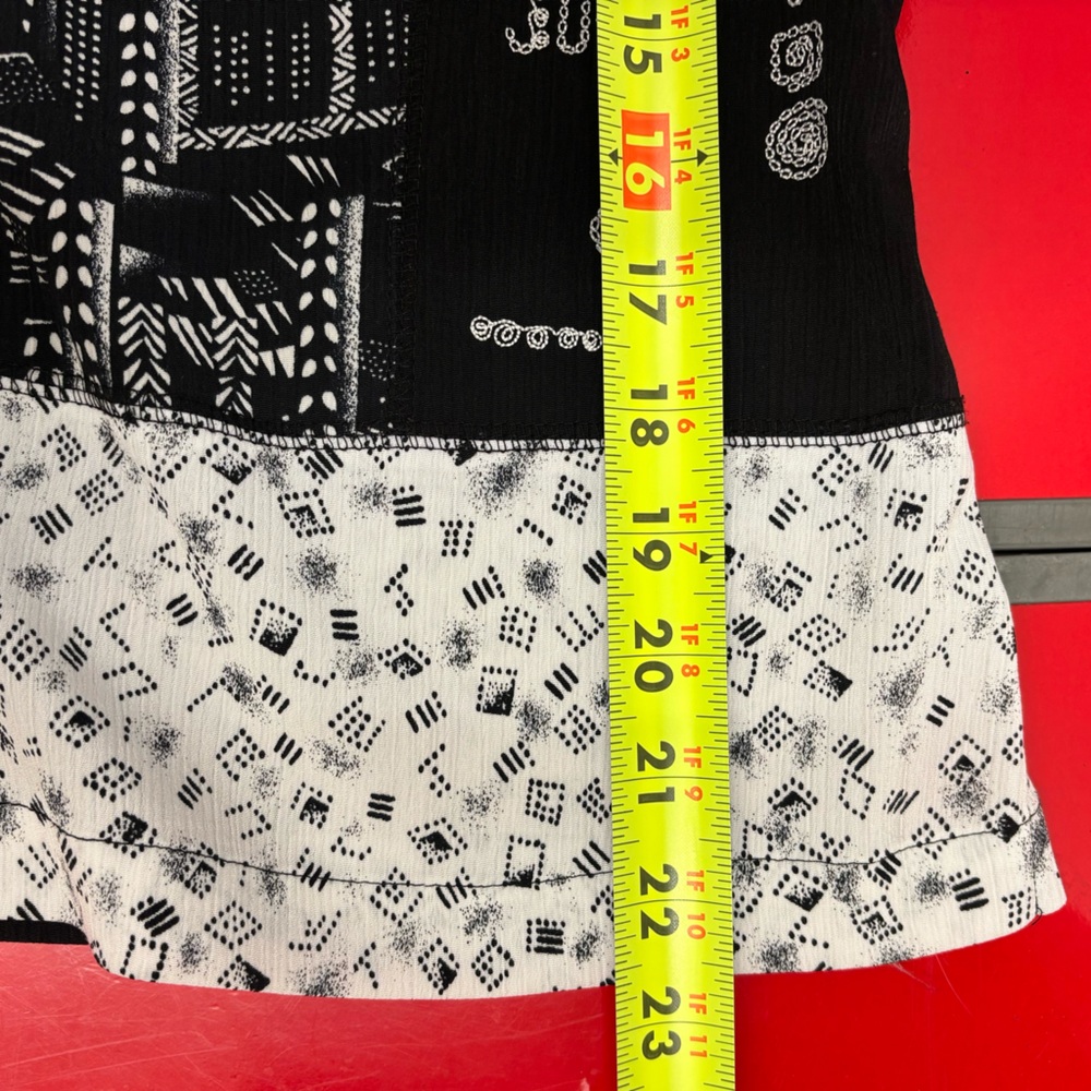 B&W funky patchwork button down, 10P - Picture 11 of 12